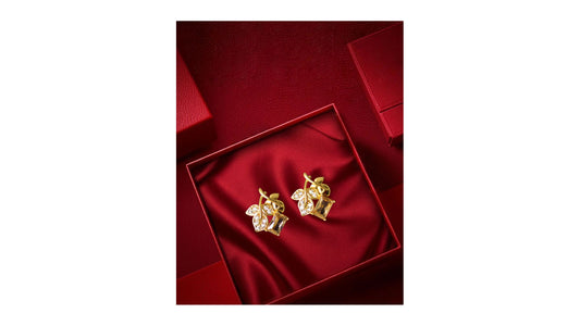 “Golden Leaf Elegance AD Earrings”