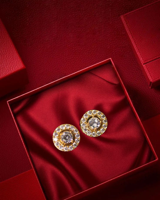 “Radiant Halo Round AD Earrings”