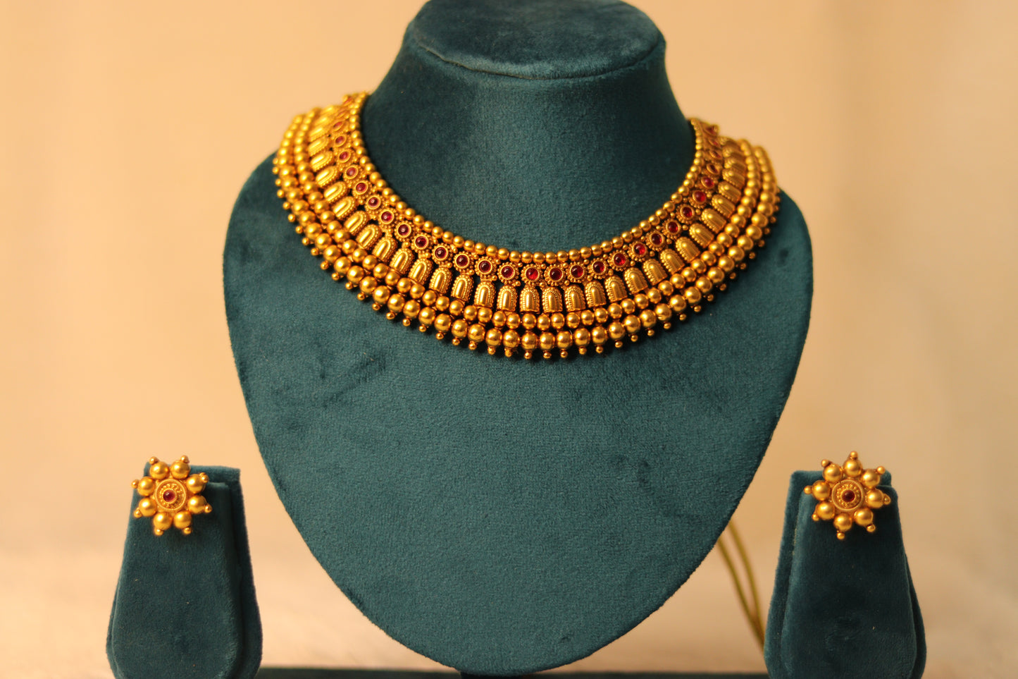 Premium Gold Plated Temple Choker Set #006