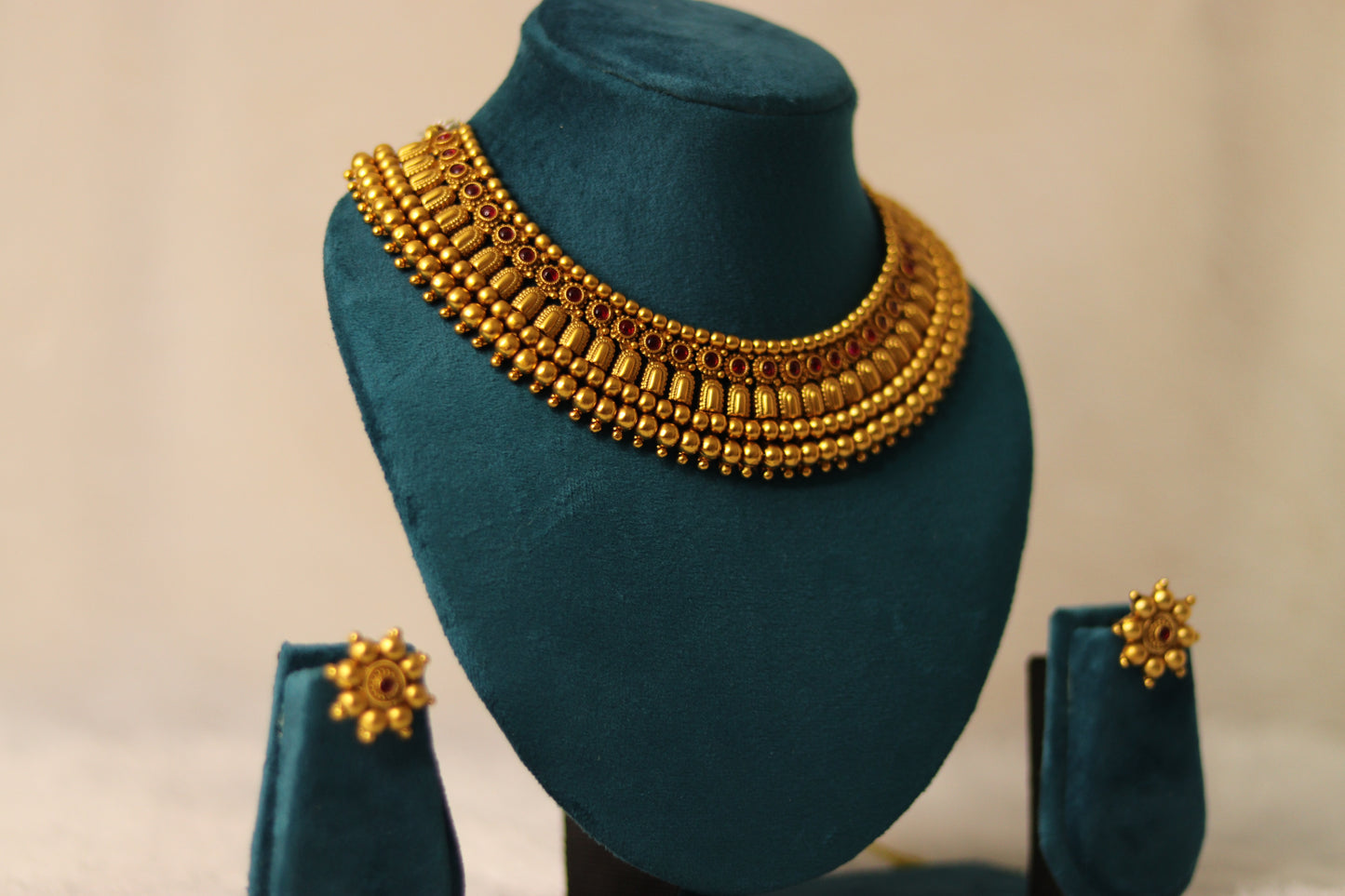 Premium Gold Plated Temple Choker Set #006
