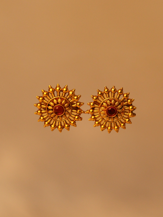 Antique Gold Plated Temple Red stone Tops 09-003