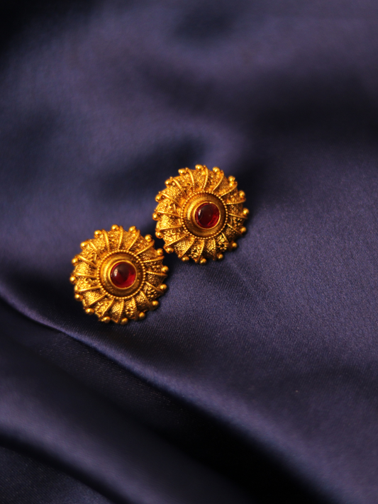 Antique Gold Plated Temple Red stone Tops 09-004