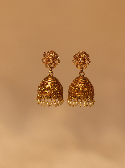 Antique Gold Plated Temple Jhumka 09-007