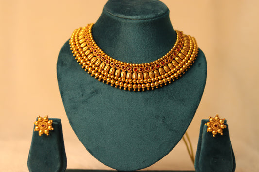 Premium Gold Plated Temple Choker Set #006