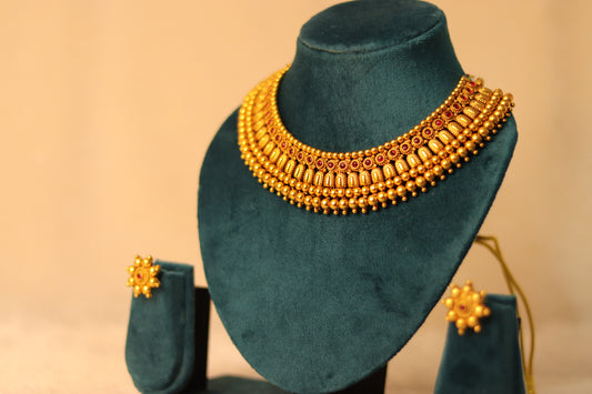 Premium Gold Plated Temple Choker Set #006