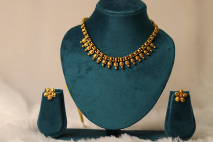 Traditional South Indian Short Haram with Floral Studs #008