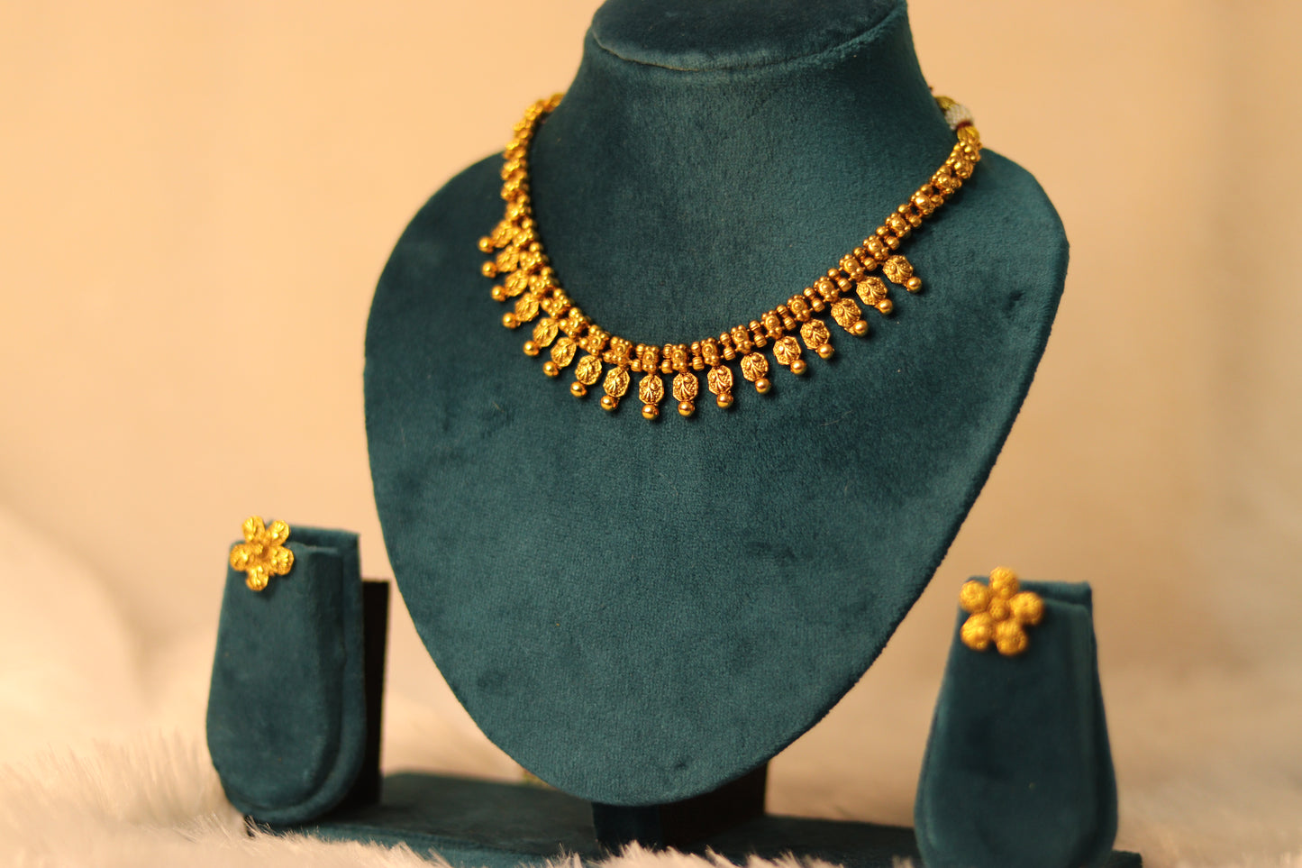 Traditional South Indian Short Haram with Floral Studs #008
