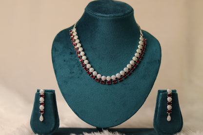 AD Stone Ruby Necklace Set #0010