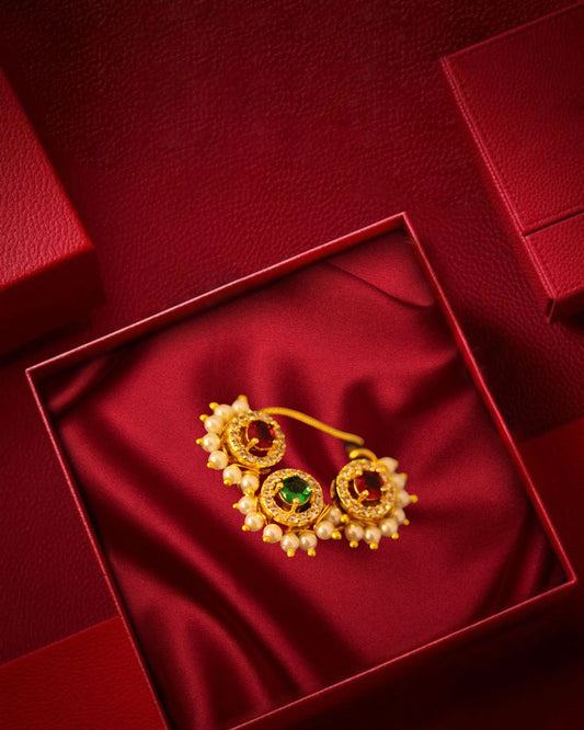 “Royal Maharashtrian Nath with Pearl Drops”