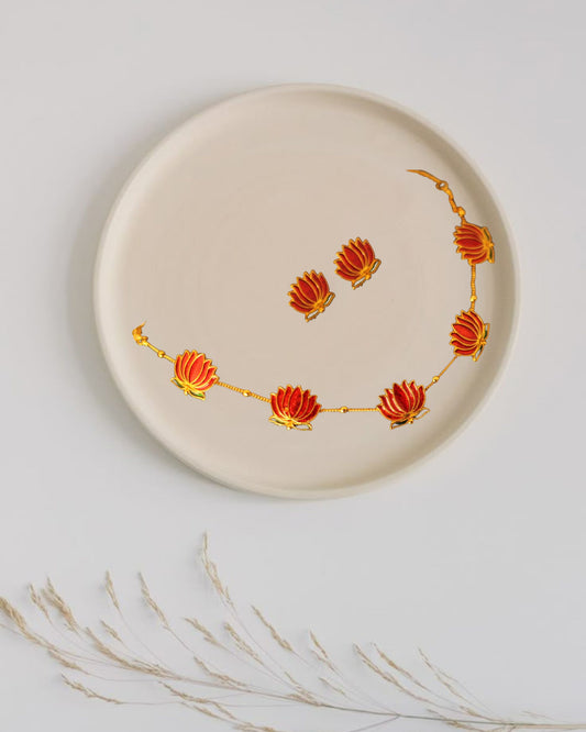 “Lotus Blossom Statement Necklace Set”